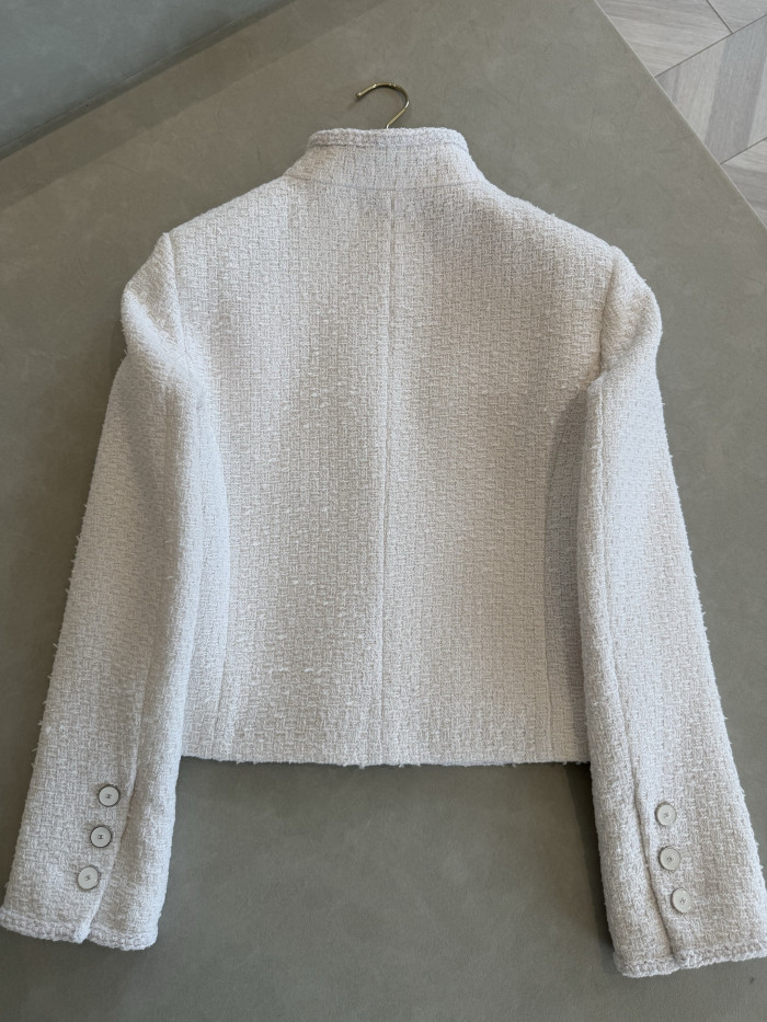 Chanel Jacket Tweed White #381111