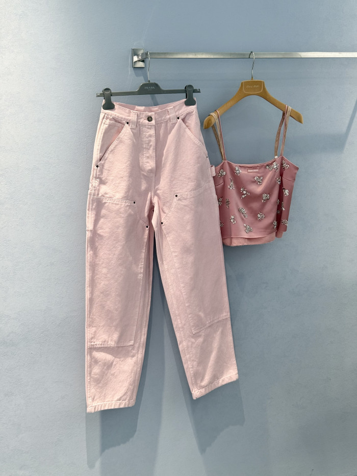 PRADA Pink Canvas Blouson Jacket Pants #381226