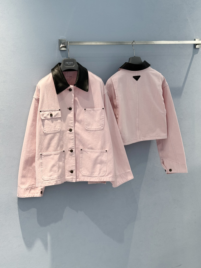 PRADA Pink Canvas Blouson Jacket #381228