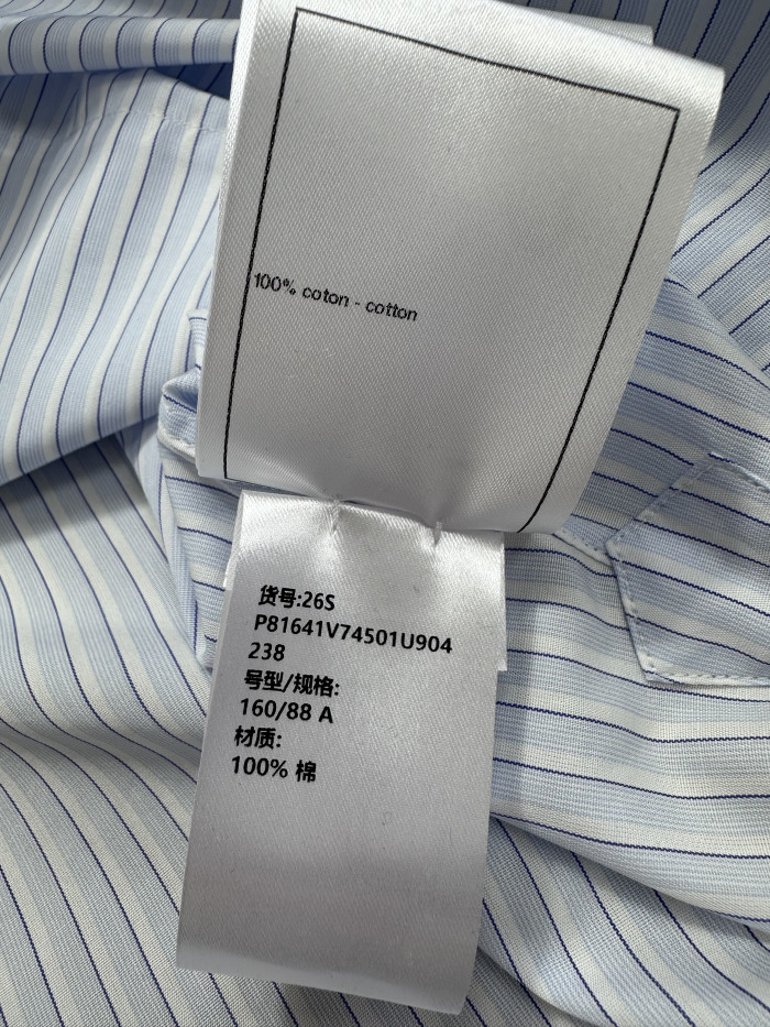 Chanel Top-quality Version Long-sleeved Shirt Cotton Poplin Blue White #381261
