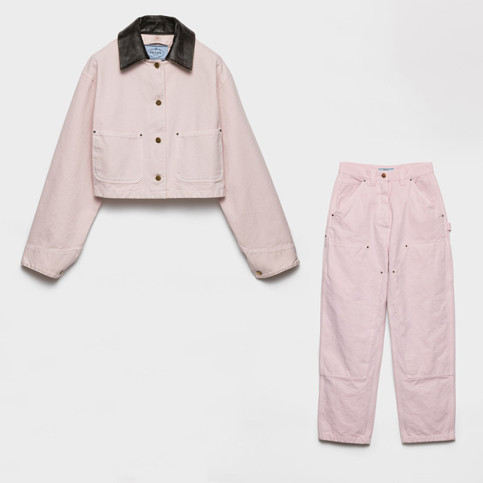 PRADA Pink Canvas Blouson Jacket Pants #381226