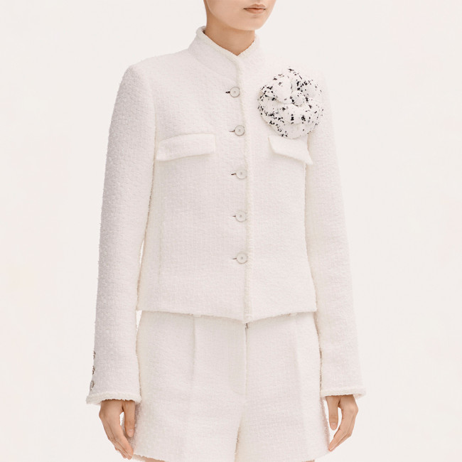 Chanel Jacket Tweed White #381111