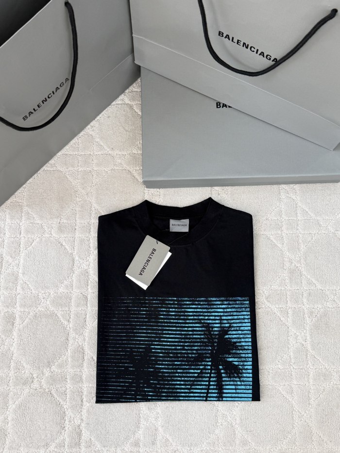 Balenciaga Black Coconut Jungle Round Neck Short Sleeves #381247