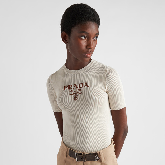 PRADA Silk Crew-neck Sweater With Logo #381258