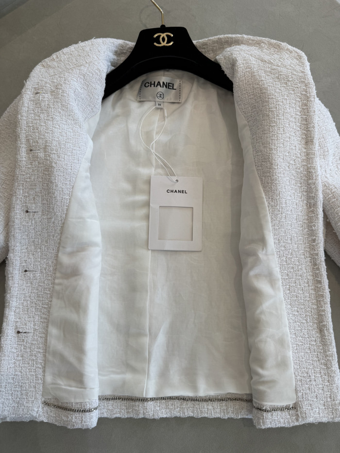 Chanel Jacket Tweed White #381111