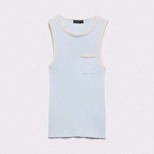 PRADA Sky Blue Embroidered Cotton Tank Top #381466