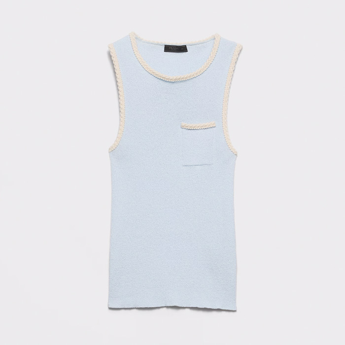 PRADA Sky Blue Embroidered Cotton Tank Top #381466