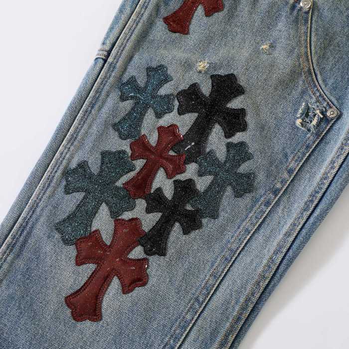 Chrome Hearts Three-color Starry Sky Jelly Leather Work Jeans #381414
