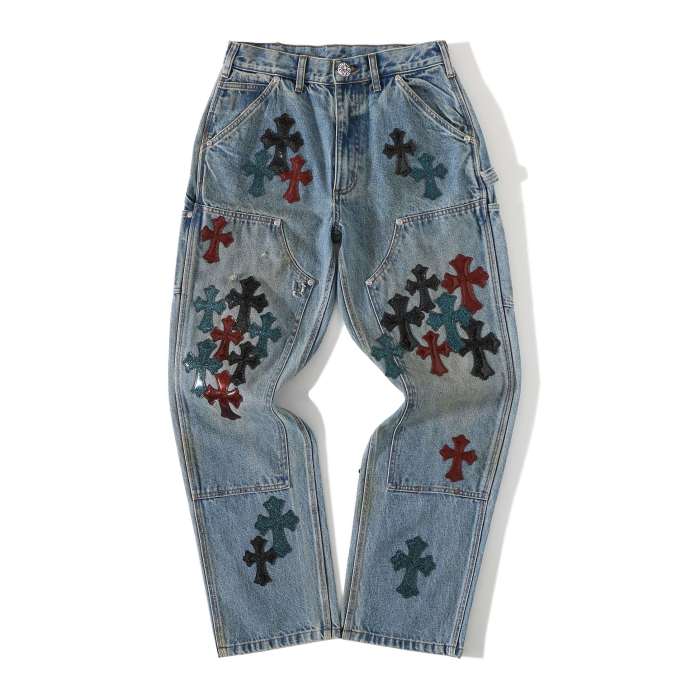 Chrome Hearts Three-color Starry Sky Jelly Leather Work Jeans #381414