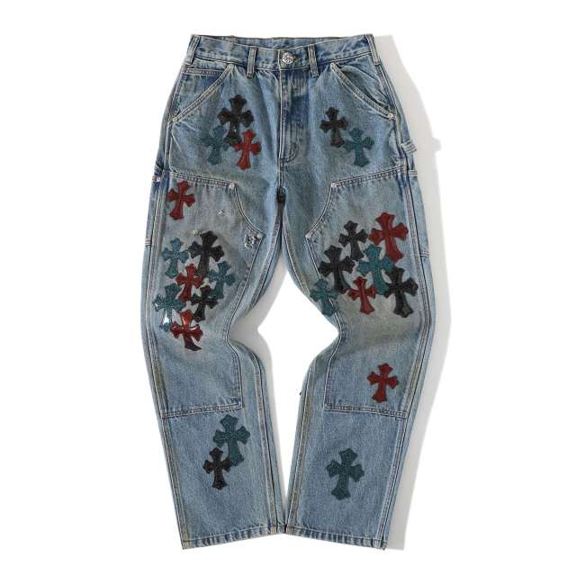 Chrome Hearts Three-color Starry Sky Jelly Leather Work Jeans #381414