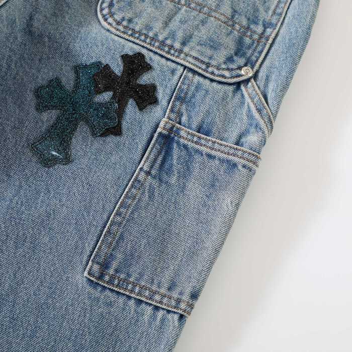 Chrome Hearts Three-color Starry Sky Jelly Leather Work Jeans #381414