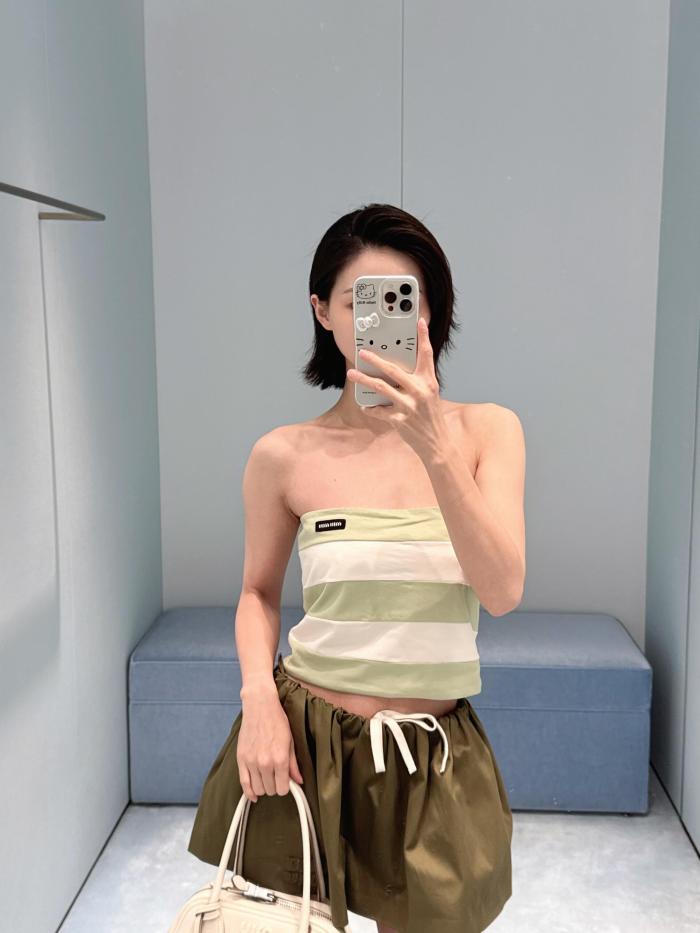 MiuMiu Knitted Striped Chest Wrap#381473