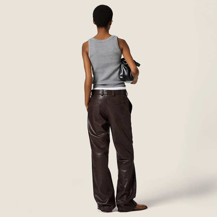 MiuMiu Grey Ribbed Jersey Tank Top #381442