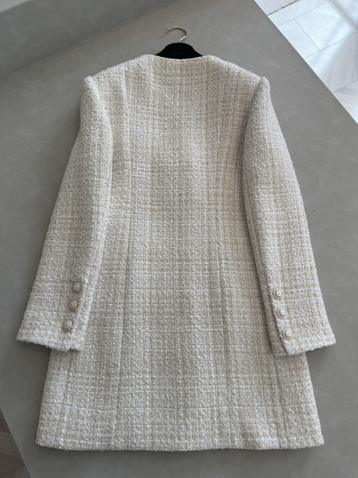 CHANEL Short dress Cotton Tweed Ecru #381530