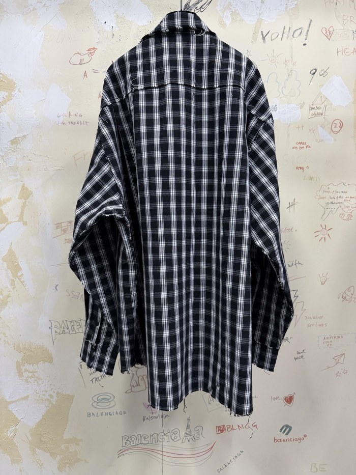  Balenciaga Black Raw Edge Overshirt in Washed Cotton #381525