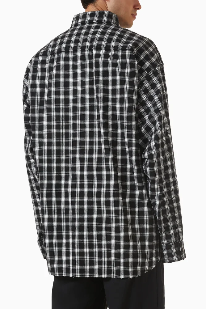  Balenciaga Black Raw Edge Overshirt in Washed Cotton #381525