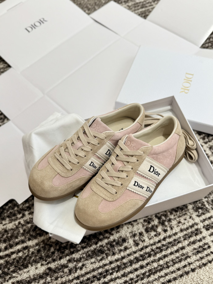DIOR Dior Ribbon Sneaker Pink and Beige Suede Calfskin #381517