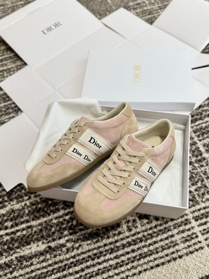DIOR Dior Ribbon Sneaker Pink and Beige Suede Calfskin #381517