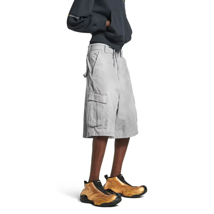 Balenciaga Zip Fly Dirty Effect Cargo Shorts #381524