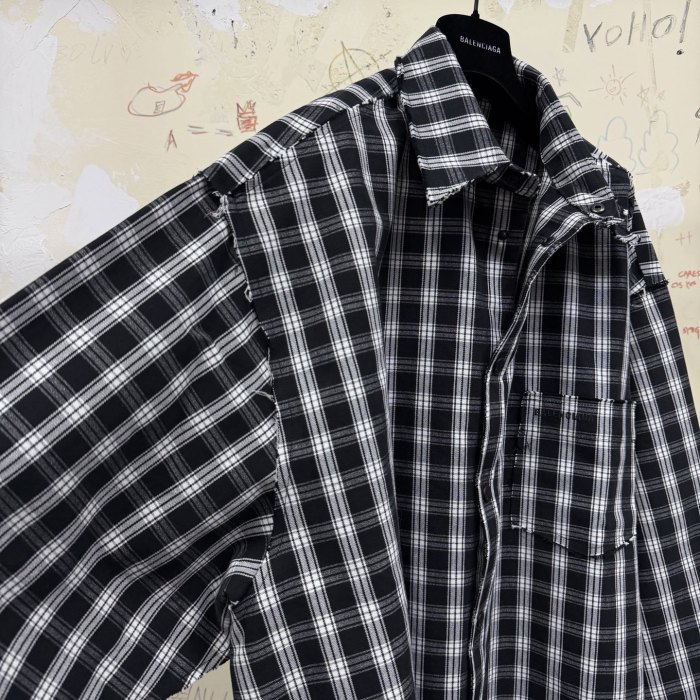 Balenciaga Black Raw Edge Overshirt in Washed Cotton #381525