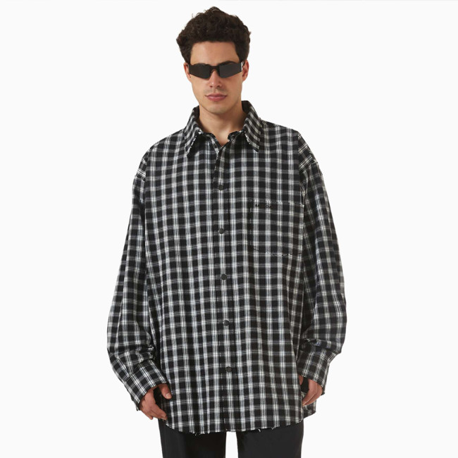  Balenciaga Black Raw Edge Overshirt in Washed Cotton #381525