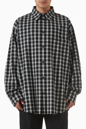  Balenciaga Black Raw Edge Overshirt in Washed Cotton #381525