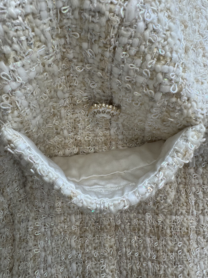 CHANEL Short dress Cotton Tweed Ecru #381530
