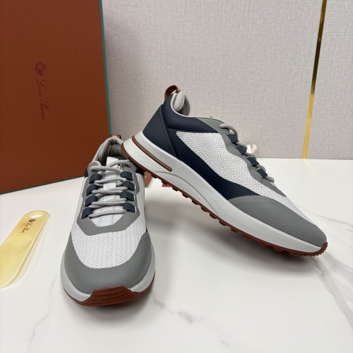 Loro Piana Week End Walk Mesh Cowhide Suede Casual Sneakers #381648