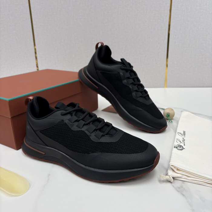 Loro Piana Week End Walk Mesh Cowhide Suede Casual Sneakers #381648