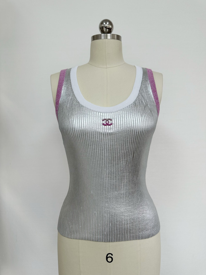 Chanel Top Qualitu Version Cotton Silver Vest#381749