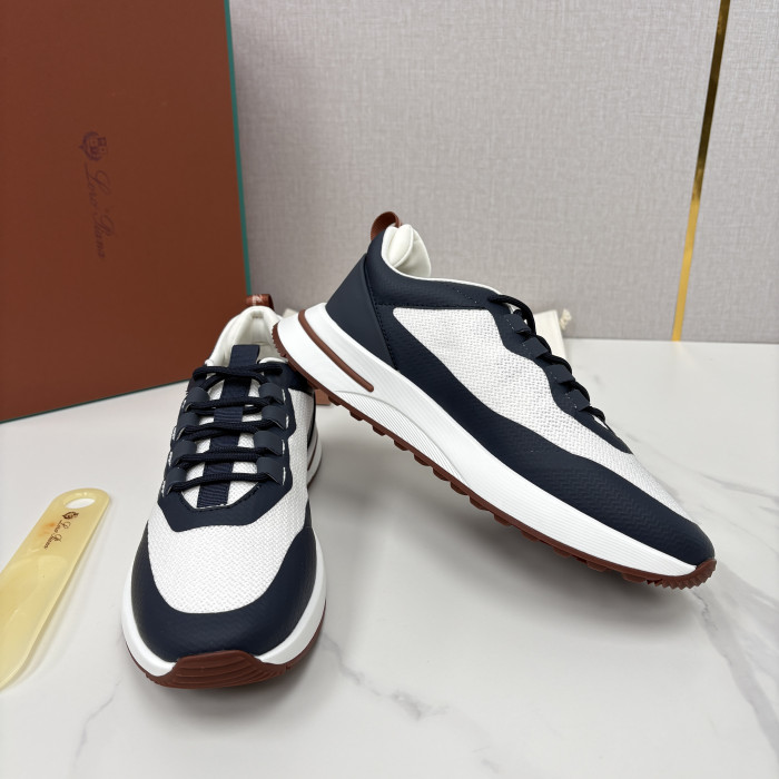 Loro Piana Week End Walk Mesh Cowhide Suede Casual Sneakers #381648