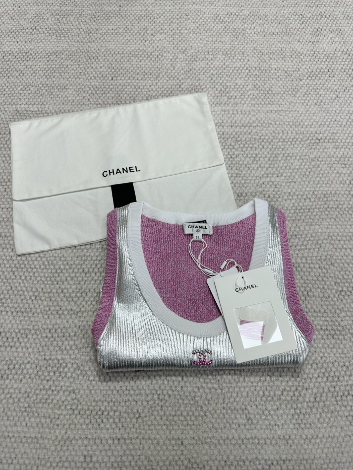 Chanel Top Qualitu Version Cotton Silver Vest#381749
