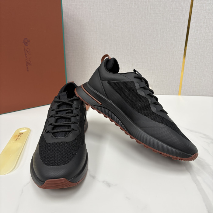 Loro Piana Week End Walk Mesh Cowhide Suede Casual Sneakers #381648