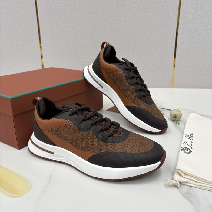 Loro Piana Week End Walk Mesh Cowhide Suede Casual Sneakers #381648