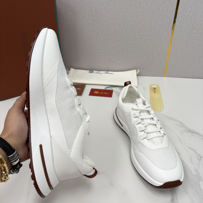Loro Piana Week End Walk Mesh Cowhide Suede Casual Sneakers #381648