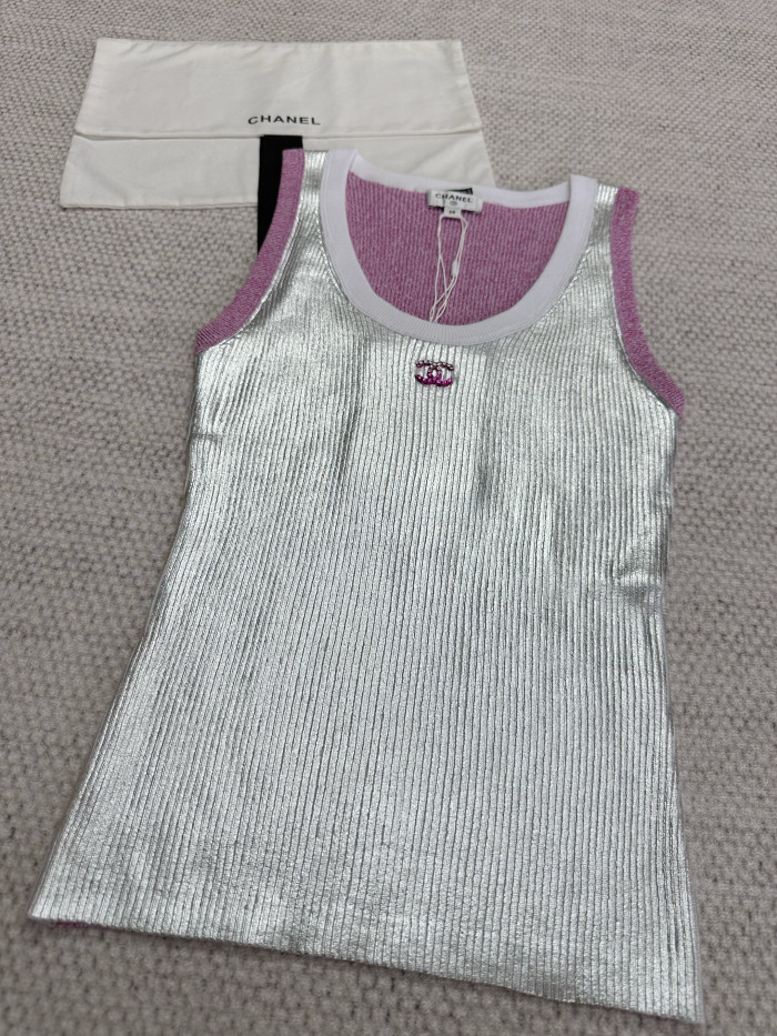 Chanel Top Qualitu Version Cotton Silver Vest#381749
