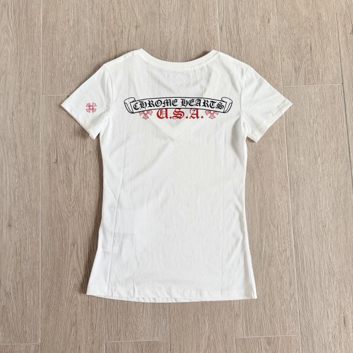 Chrome Hearts V-neck Cotton Short Sleeves #381614