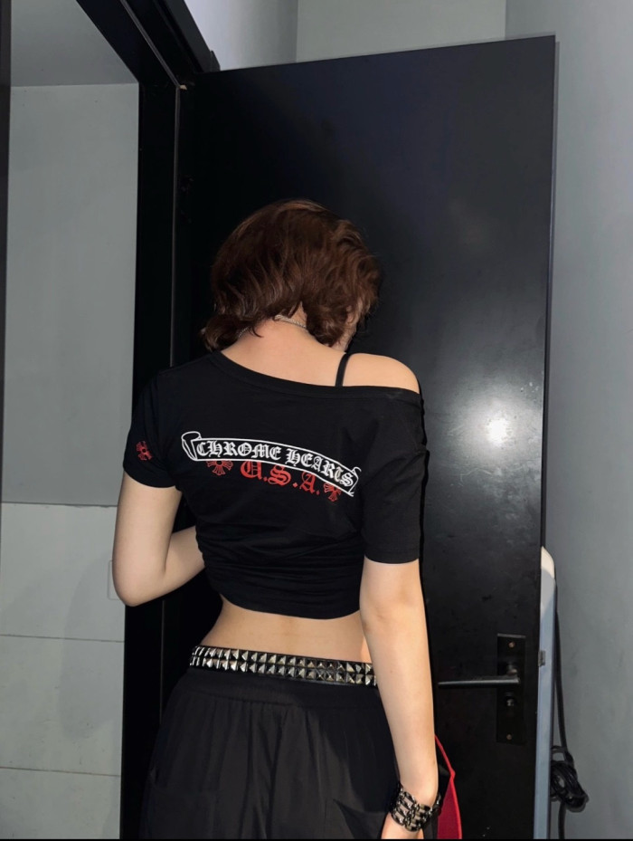 Chrome Hearts V-neck Cotton Short Sleeves #381614