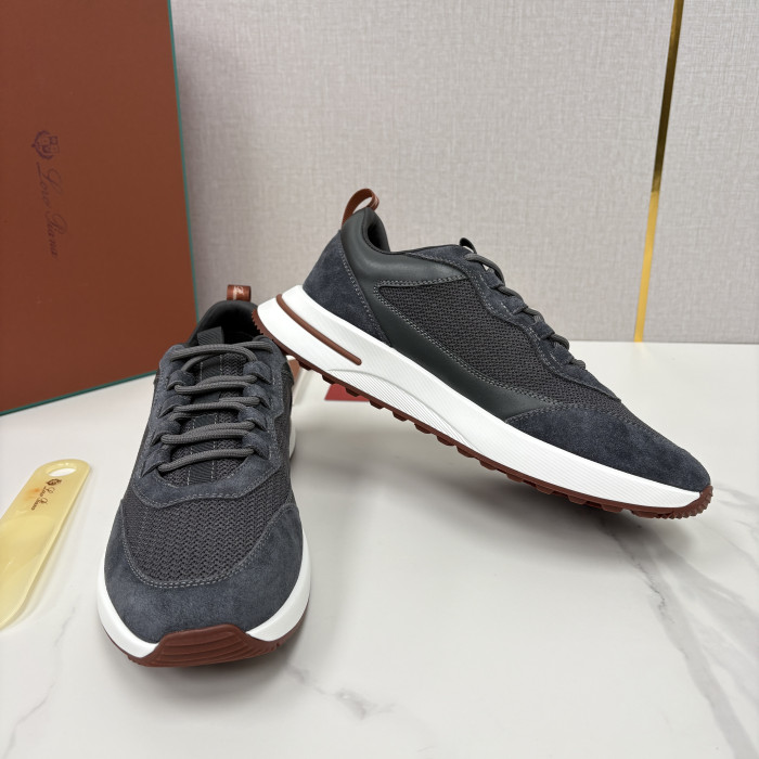 Loro Piana Week End Walk Mesh Cowhide Suede Casual Sneakers #381648