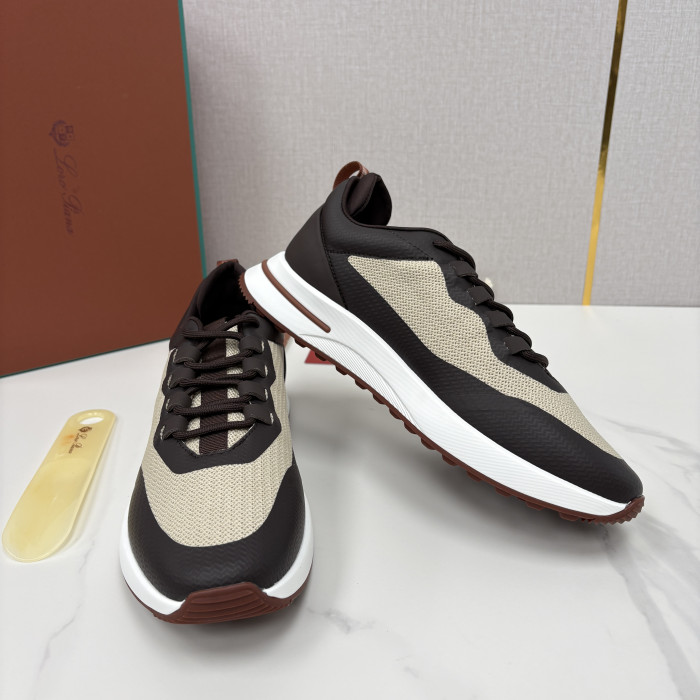 Loro Piana Week End Walk Mesh Cowhide Suede Casual Sneakers #381648