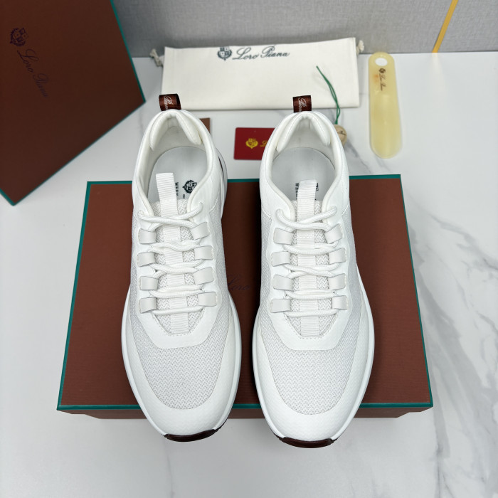 Loro Piana Week End Walk Mesh Cowhide Suede Casual Sneakers #381648