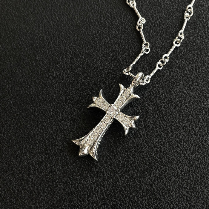 Chrome Hearts Diamond Cross Necklace #382155