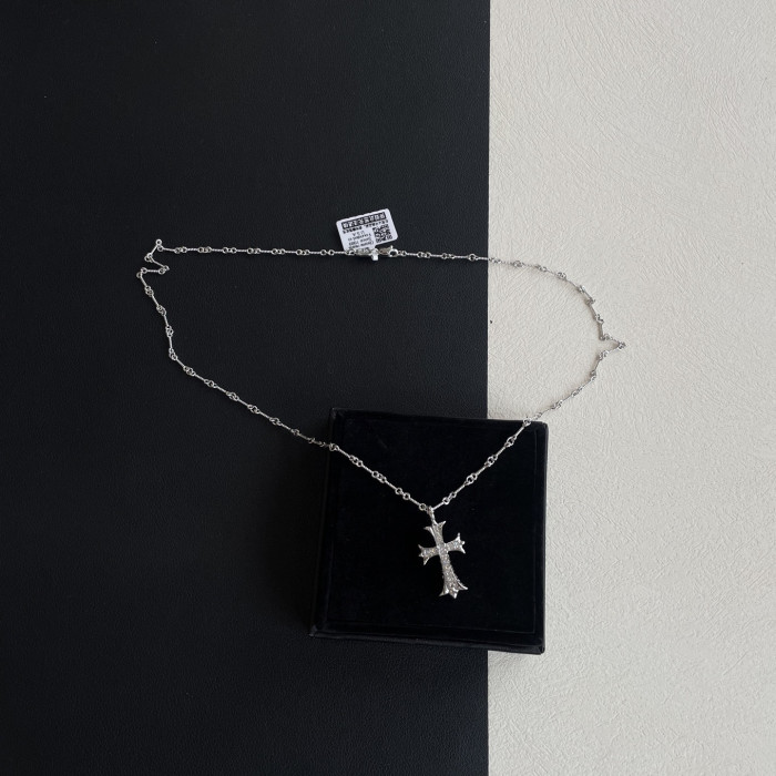 Chrome Hearts Diamond Cross Necklace #382155