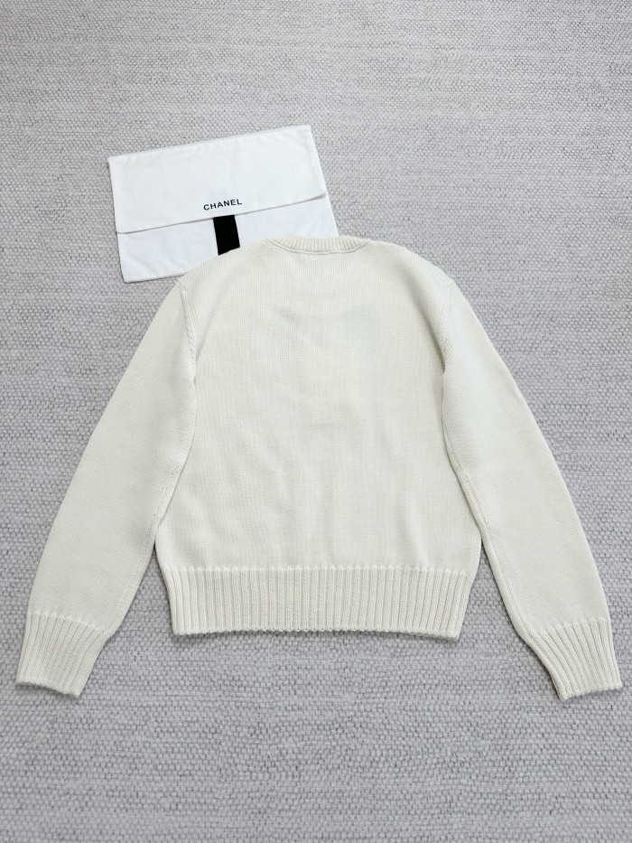 Chanel Sweater Silk Wool Black Ecru #378569