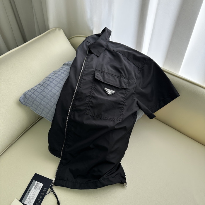 PRADA Black Short-sleeve Light Re-nylon Shirt #382086