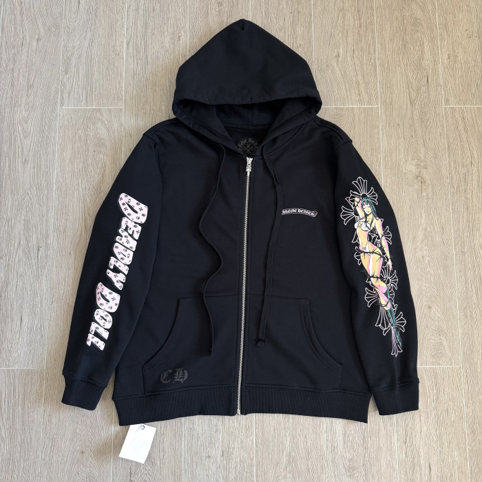 Chrome Hearts Thorn Beauty Zipper Hooded Sweatshirt Trousers Suit #335243