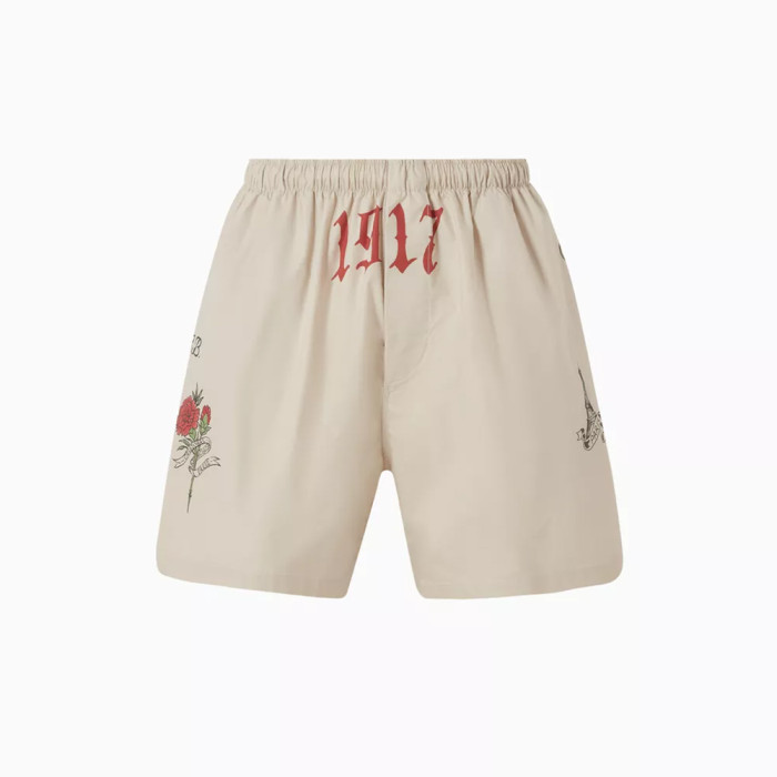  Balenciaga White Tattoo Wide Fit Shorts Shirt in Cotton Poplin #382148