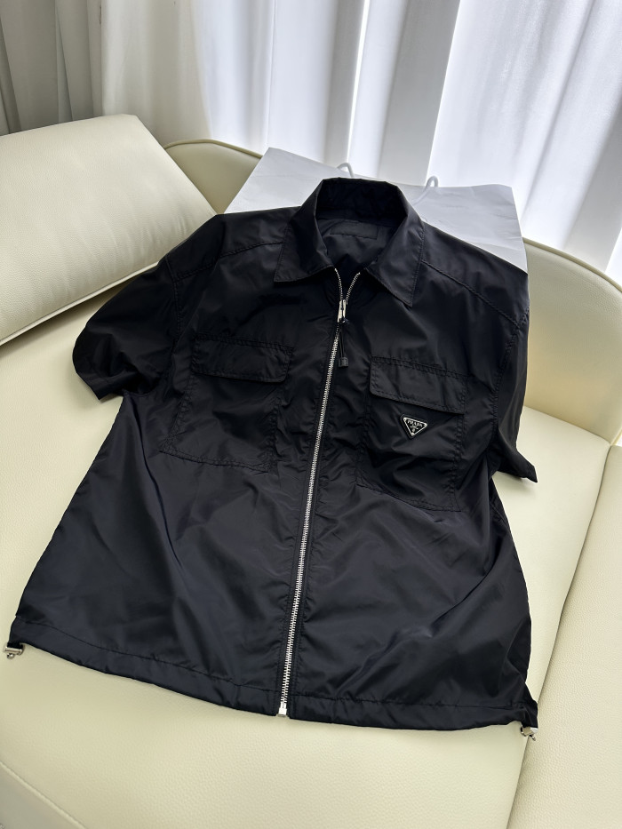 PRADA Black Short-sleeve Light Re-nylon Shirt #382086