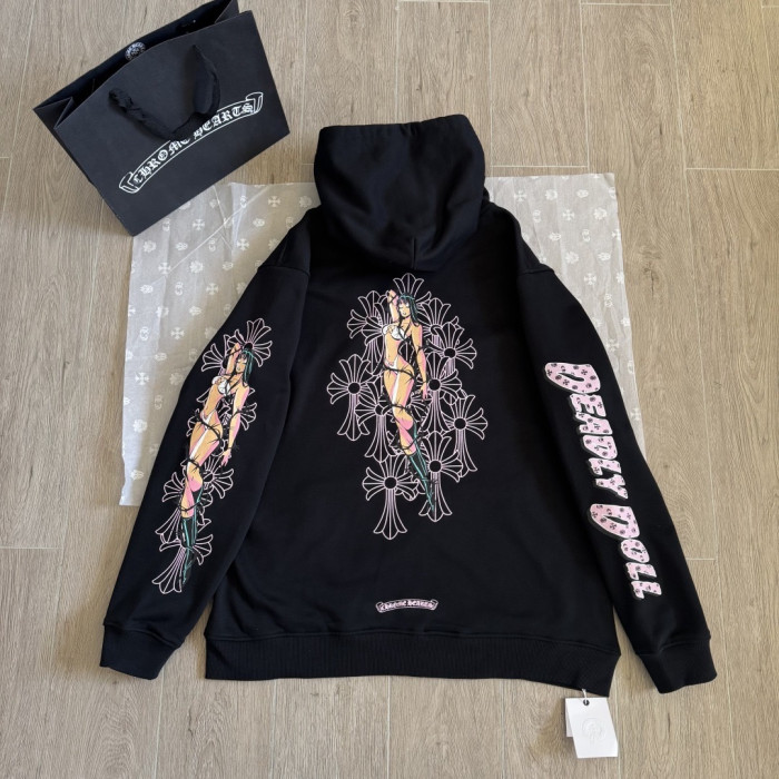 Chrome Hearts Thorn Beauty Zipper Hooded Sweatshirt Trousers Suit #335243