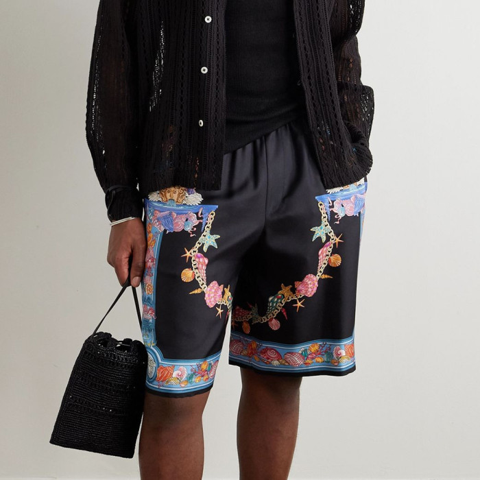 VERSACE Coral Theatre Silk Shorts #382220